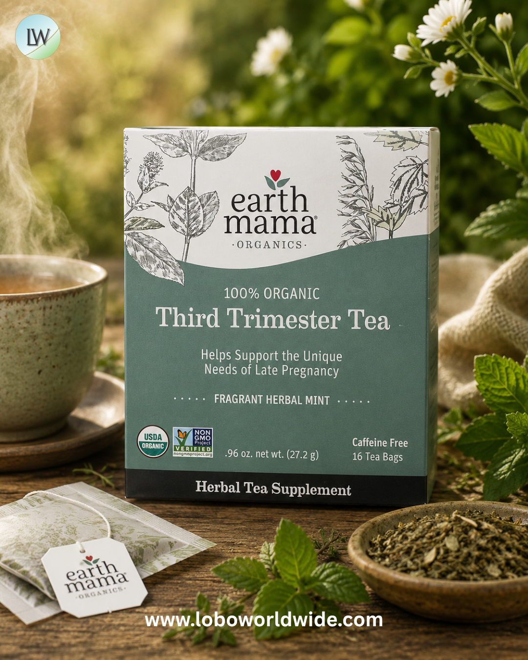 Earth Mama, Organics, Caffeine Free, 16 Tea Bags