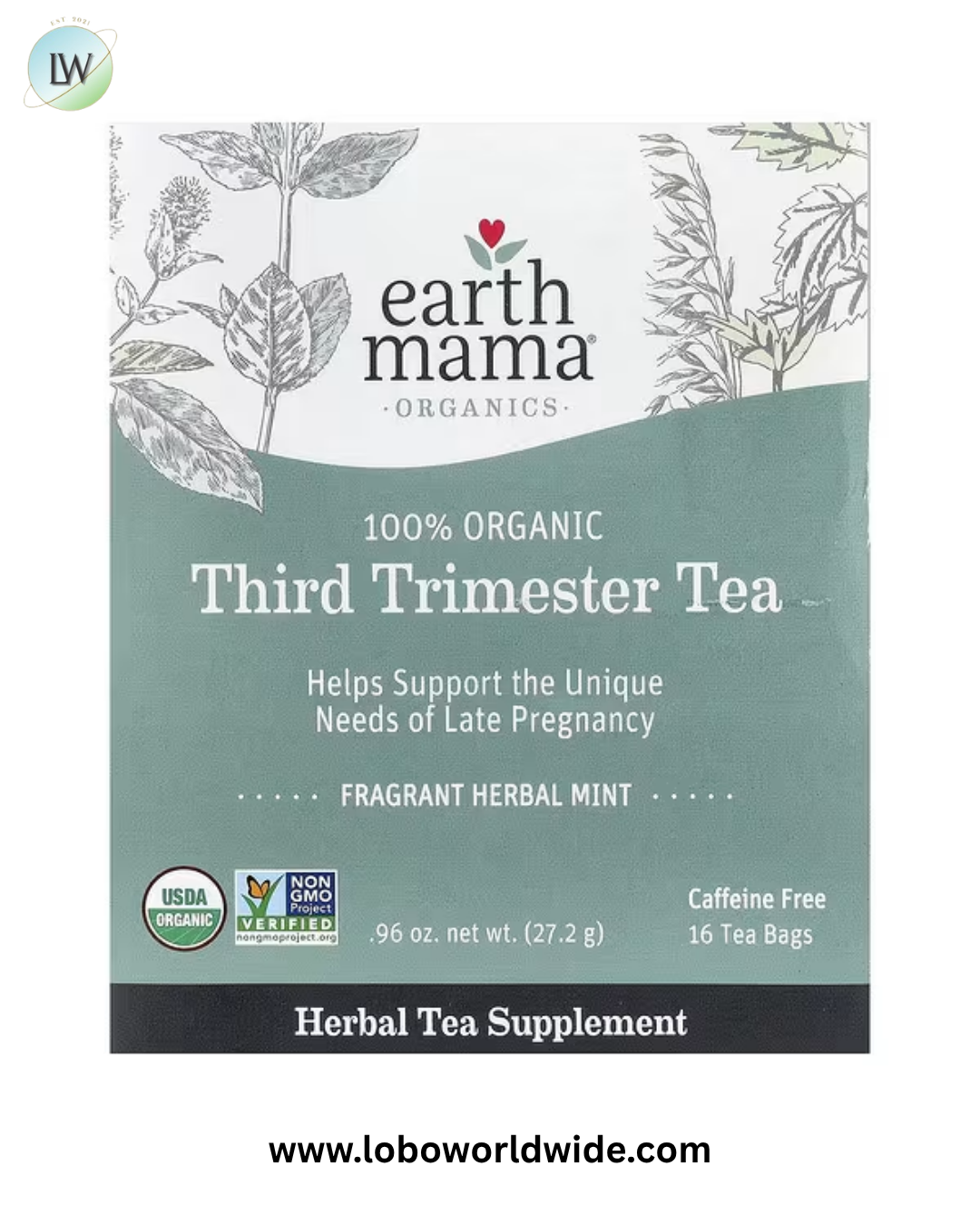 Earth Mama, Organics, Caffeine Free, 16 Tea Bags