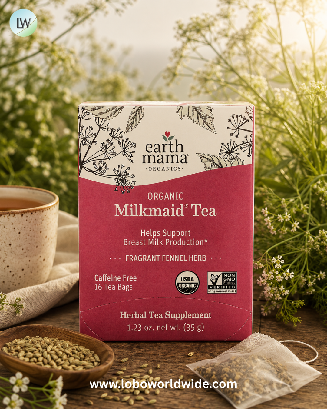 Earth Mama, Organics, Caffeine Free, 16 Tea Bags