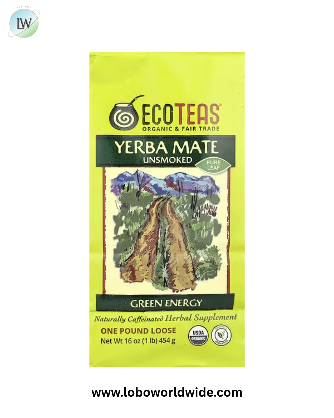 EcoTeas, Loose Yerba Mate, Green Energy, Unsmoked, 16 oz (454 g)