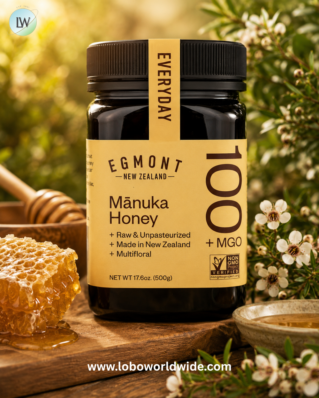 Egmont Honey, Manuka Honey, Raw & Unpasteurized, MGO 100+, 17.6 oz (500 g)