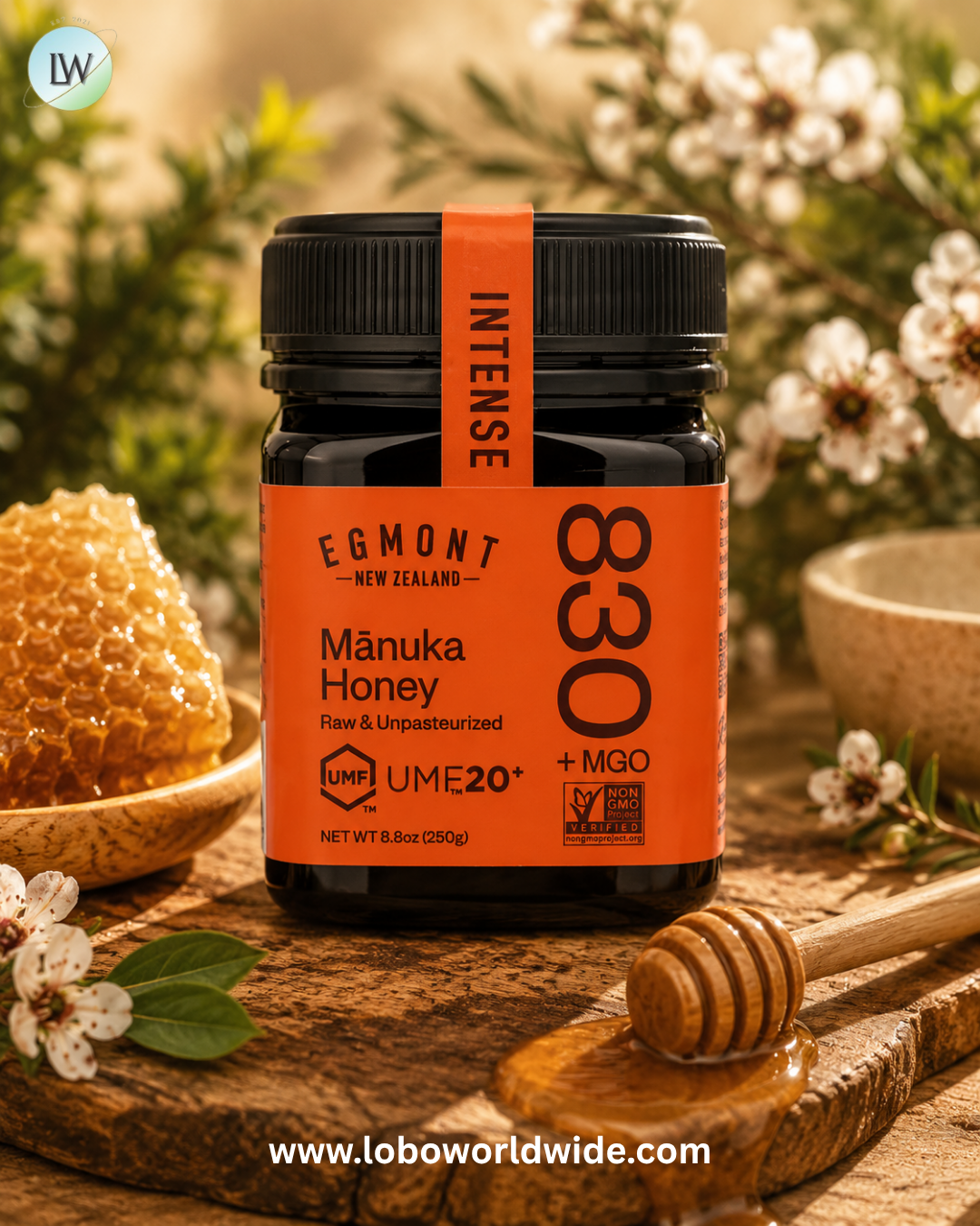 Egmont Honey, Manuka Honey, Raw & Unpasteurized, UMF™ 20+, MGO 830+, 8.8 oz (250 g)