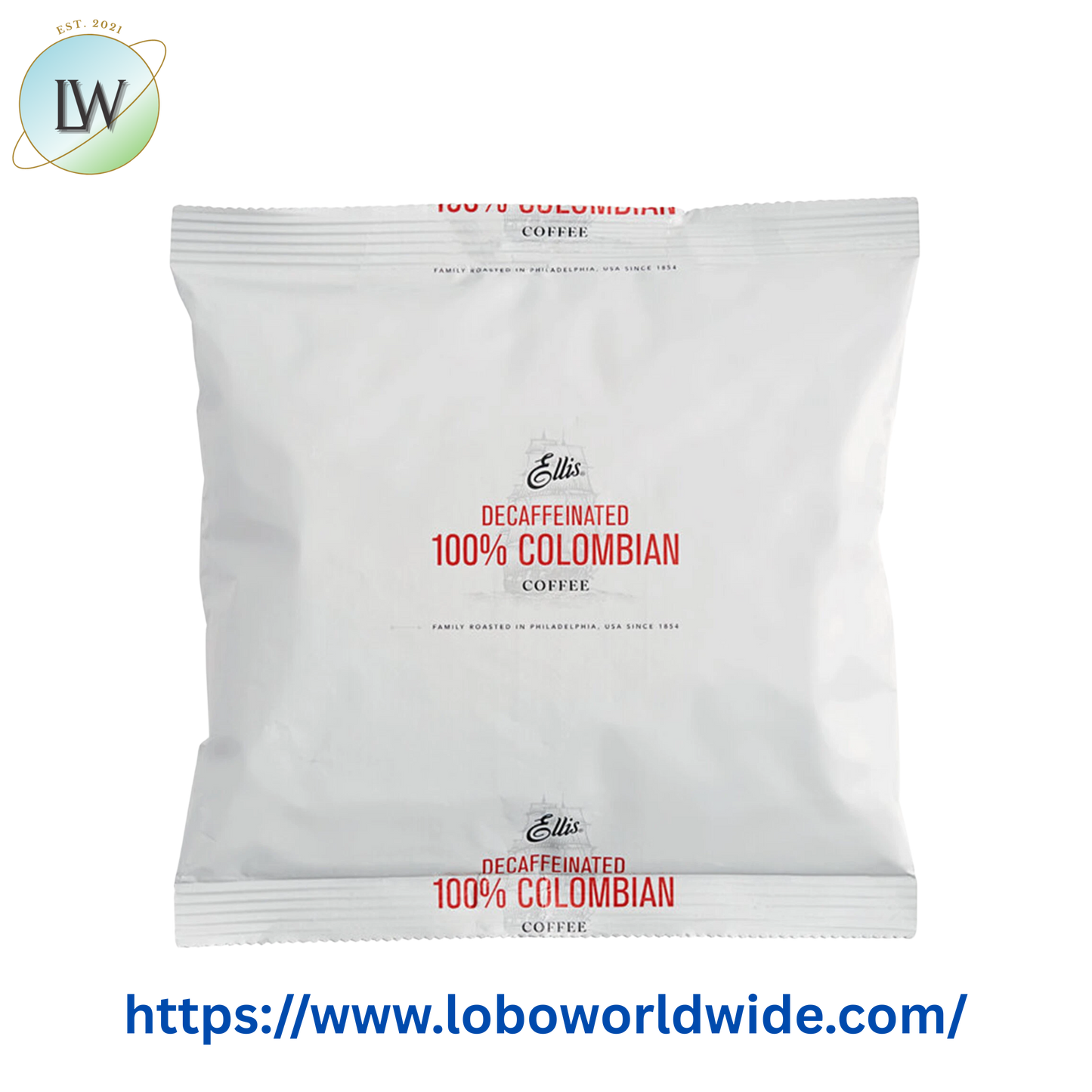 Ellis 6 oz. 100% Colombian Decaf Coffee Packet - 48/Case