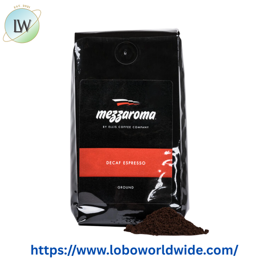 Ellis Mezzaroma Dark Decaf Ground Espresso 12 oz. - 6/Case
