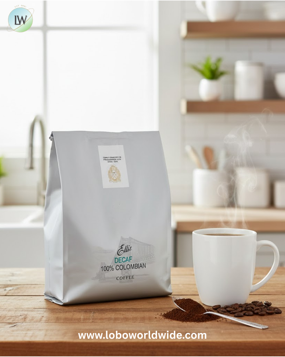 Ellis 6 oz. 100% Colombian Decaf Coffee Packet - 48/Case