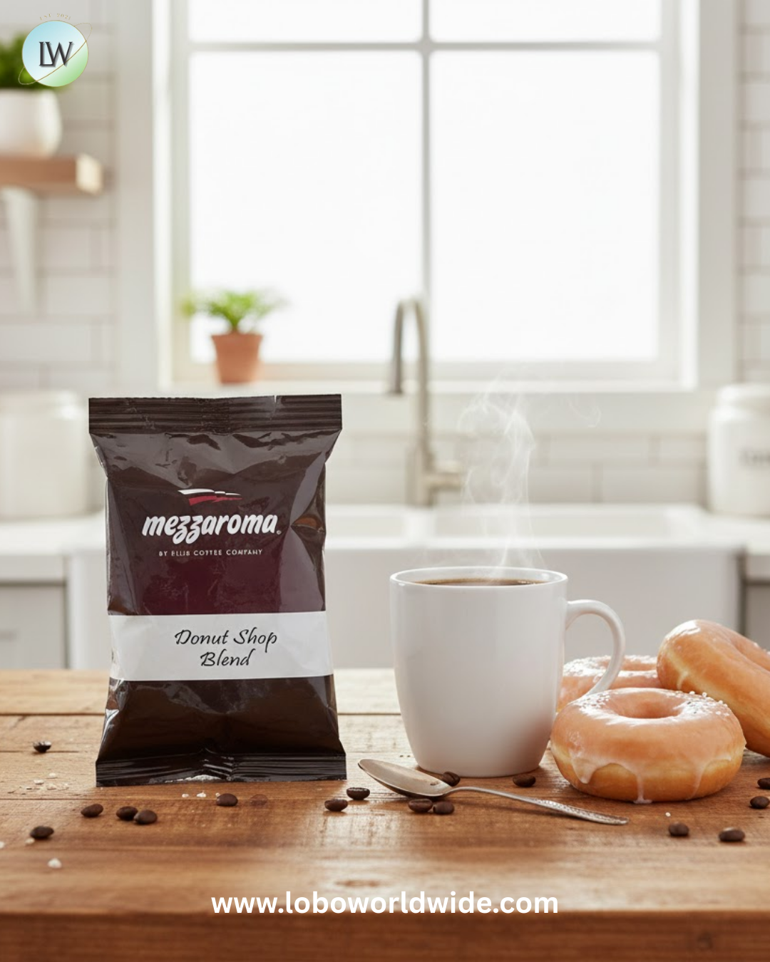 Ellis Mezzaroma Donut Shop Blend Coffee Packet 3.25 oz. - 24/Case