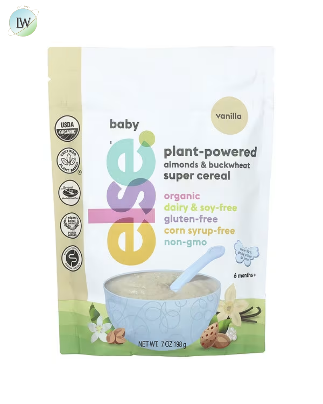 Else, Baby, Plant-Powered Almonds & Buckwheat Super Cereal, 6+ Months, Vanilla, 7 oz (198 g)