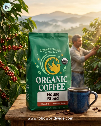 Equal Exchange, Organic Coffee, House Blend, Ground, Medium Roast , 9 oz (255 g)