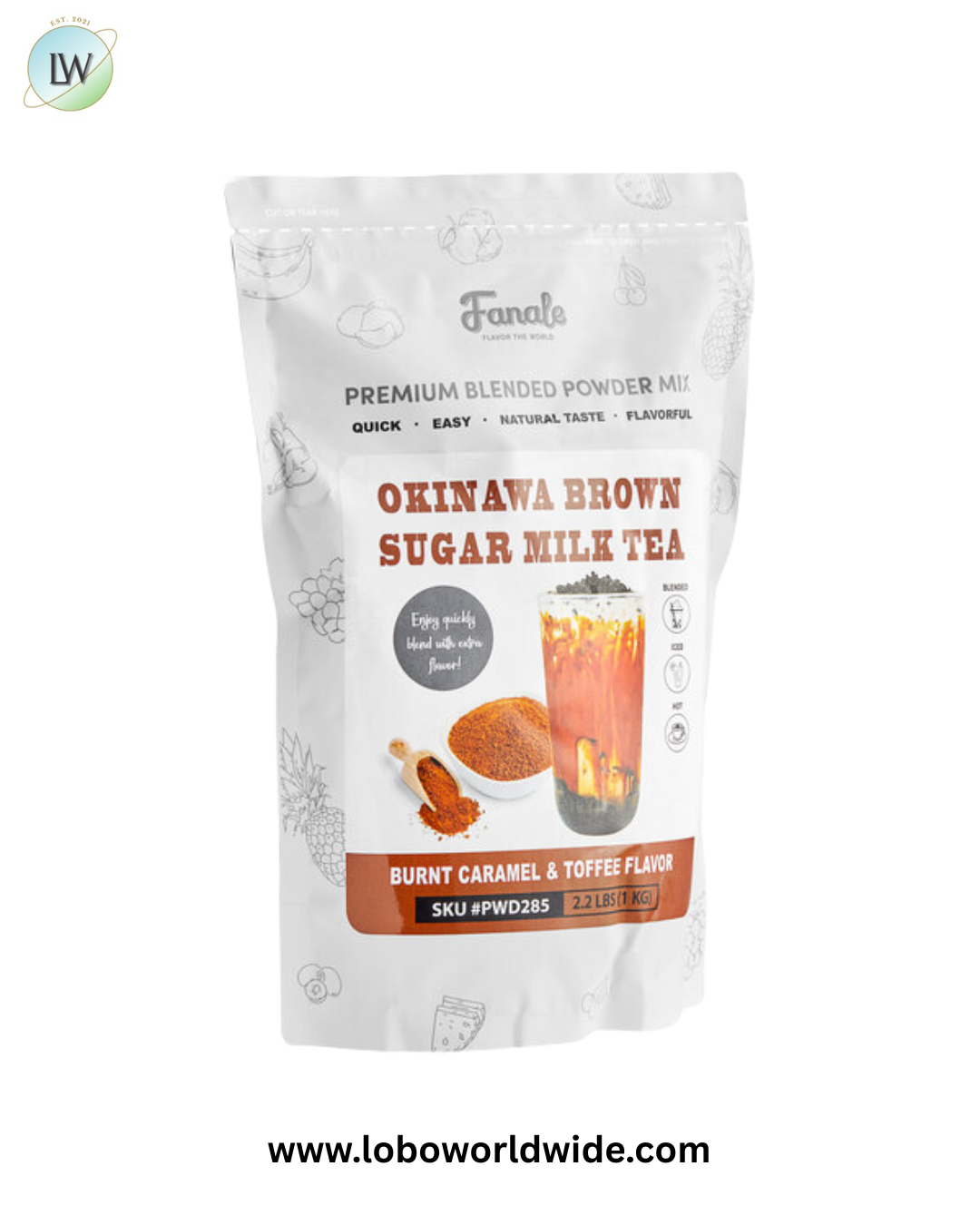 Fanale Okinawa Brown Sugar Milk Tea Powder Mix 2.2 lb.