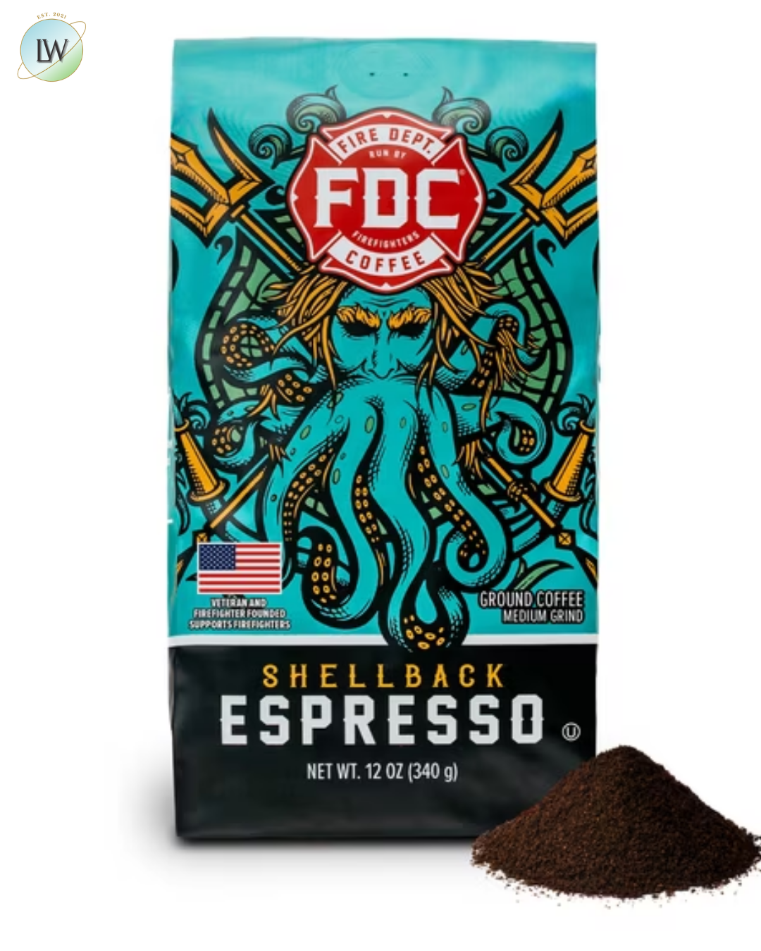 Fire Department Coffee Premium Ground Coffee, Shellback Espresso, 12 oz.
