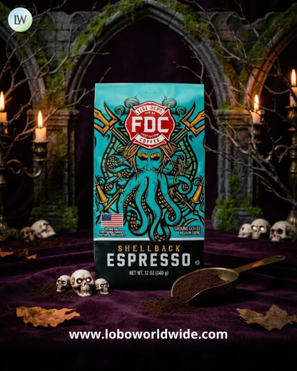 Fire Department Coffee Premium Ground Coffee, Shellback Espresso, 12 oz.