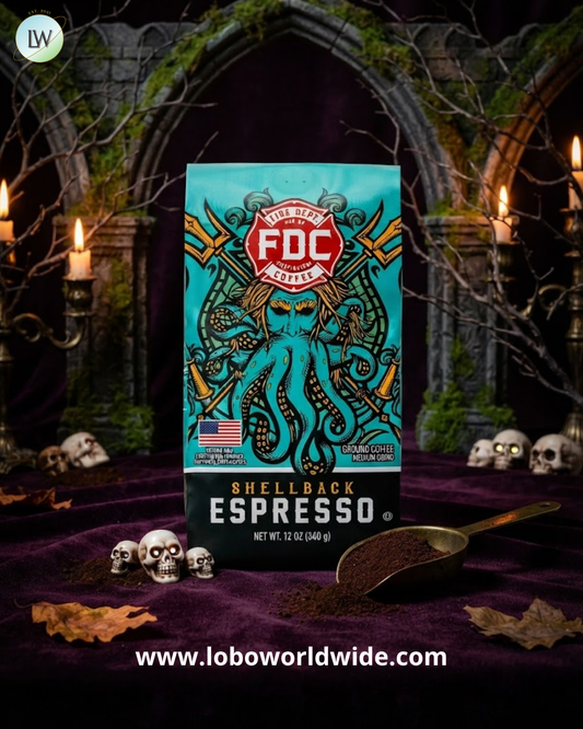 Fire Department Coffee Premium Ground Coffee, Shellback Espresso, 12 oz.