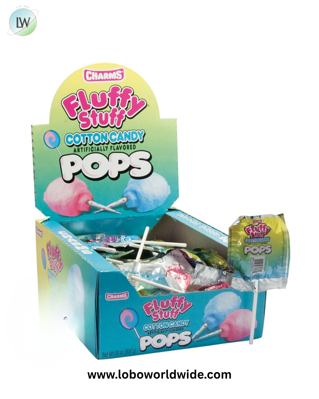 Fluffy Stuff Cotton Candy Pops - 48ct