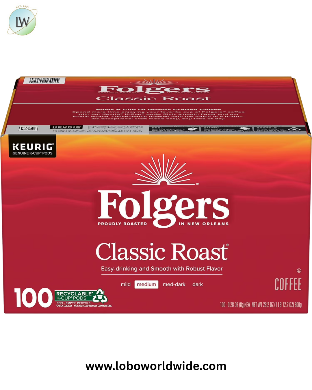 Folgers Classic Medium Roast K-Cup Coffee Pods, 100 ct.