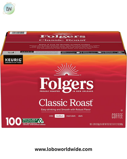 Folgers Classic Medium Roast K-Cup Coffee Pods, 100 ct.