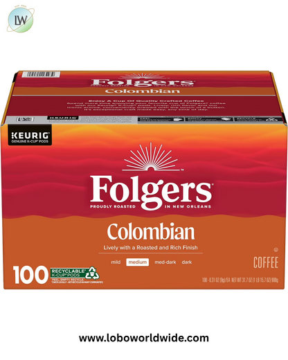 Folgers Medium Roast K-Cup Coffee Pods, 100% Colombian, 100 ct.