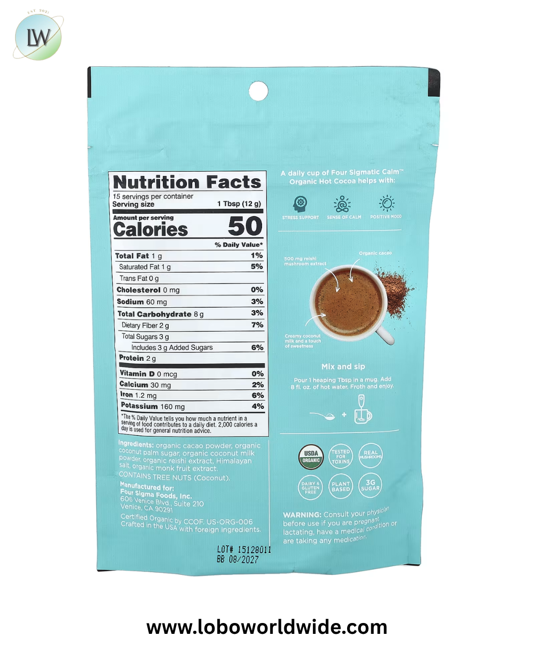 Four Sigmatic, Calm, Organic Dark Hot Cocoa, 6.35 oz (180 g)