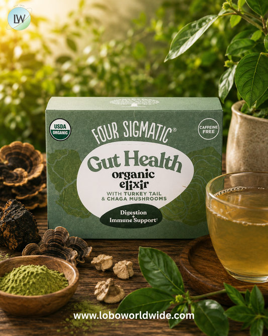 Four Sigmatic, Gut Health Organic Elixir, With Turkey Tail & Chaga Mushrooms, Caffeine Free, 20 Packets, 0.1 oz (3 g) Each