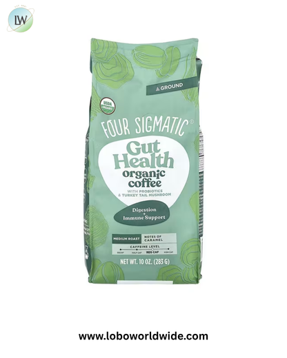 Four Sigmatic, Gut Health, Organic Coffee with Probiotics and Turkey Tail Mushroom, Ground, Medium Roast, 10 oz (283 g)