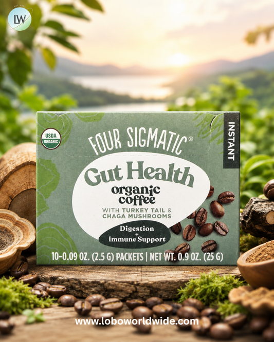 Four Sigmatic, Gut Health, Organic Instant Coffee with Turkey Tail & Chaga Mushrooms, Medium Roast, 10 Packets, 0.09 oz (2.5 g)