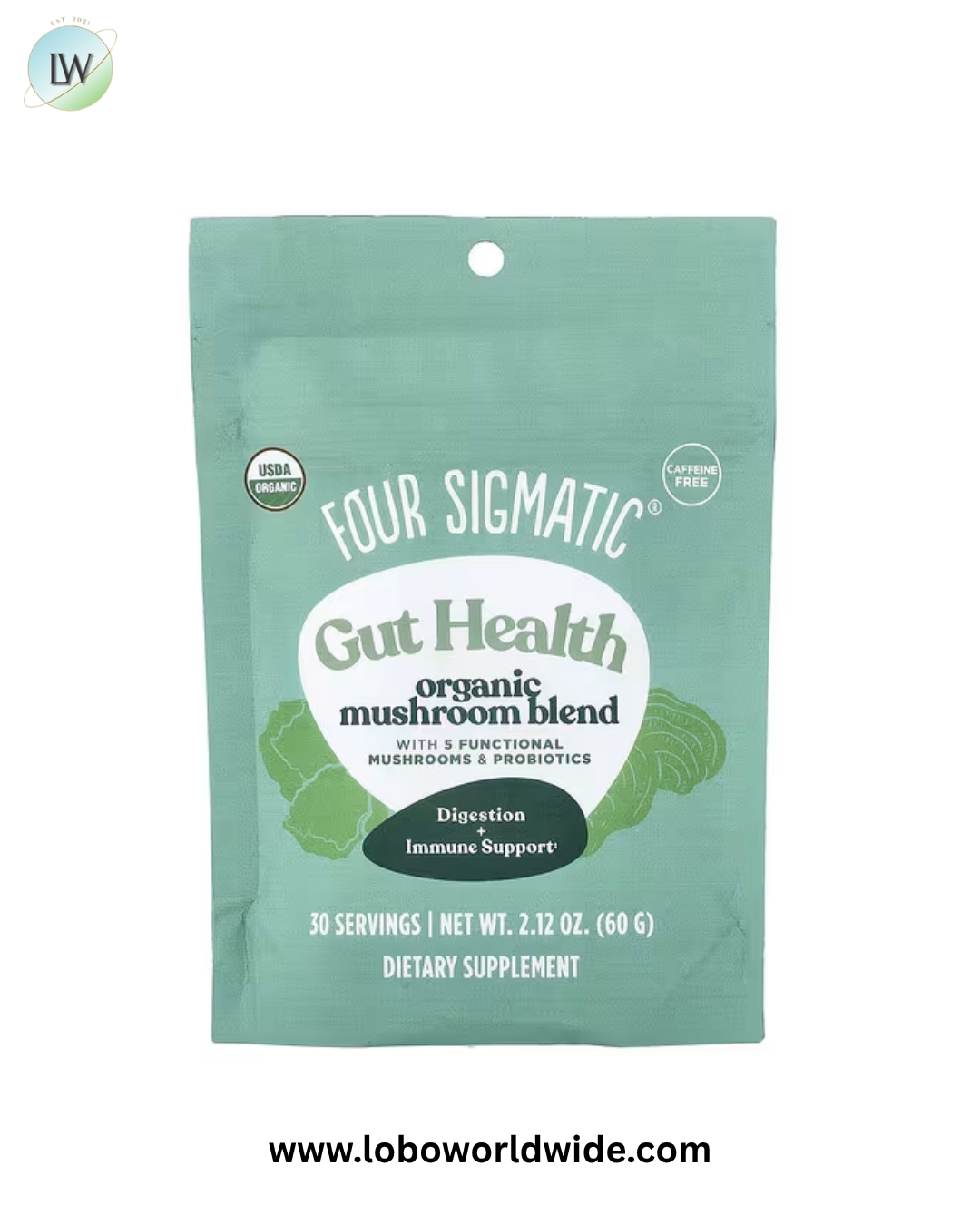 Four Sigmatic, Gut Health, Organic Mushroom Blend, Caffeine Free, 2.12 oz (60 g)