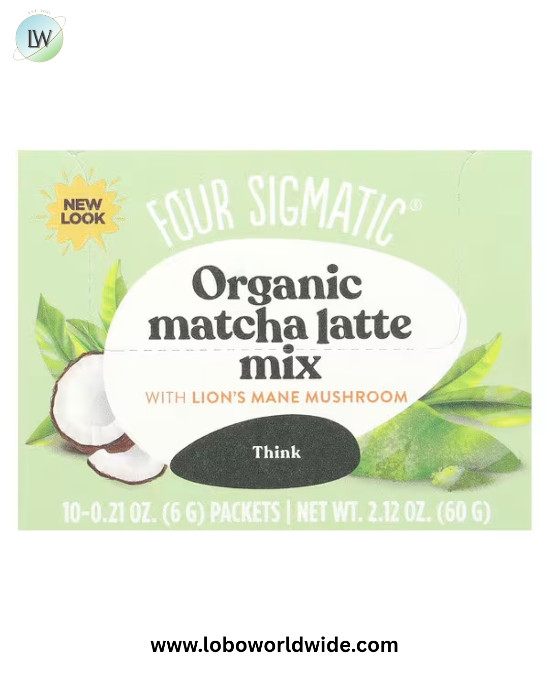 Four Sigmatic, Think, Organic Matcha Latte Mix with Lion's Mane Mushrooms, 10 Packets, 0.21 oz (6 g) Each