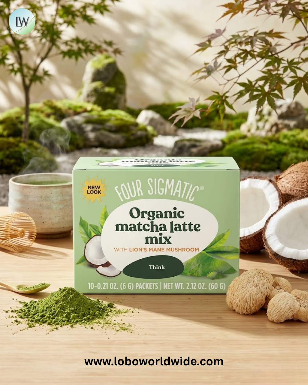 Four Sigmatic, Organic Coffee Latte with Lion's Mane & Chaga Mushrooms, 10 Packets, 0.21 oz (6 g) Each