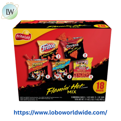 Frito-Lay Flamin' Hot Mix Variety Pack Snack Chips, 18 Count Multipack