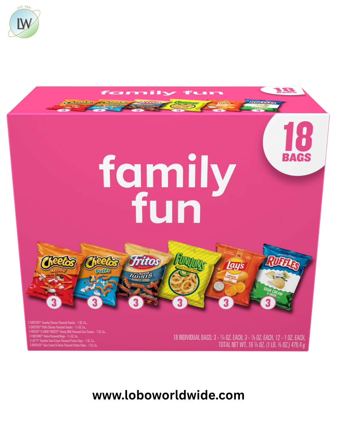 Frito-Lay Family Fun Mix Variety Pack Snack Chips, 18 Count Multipack