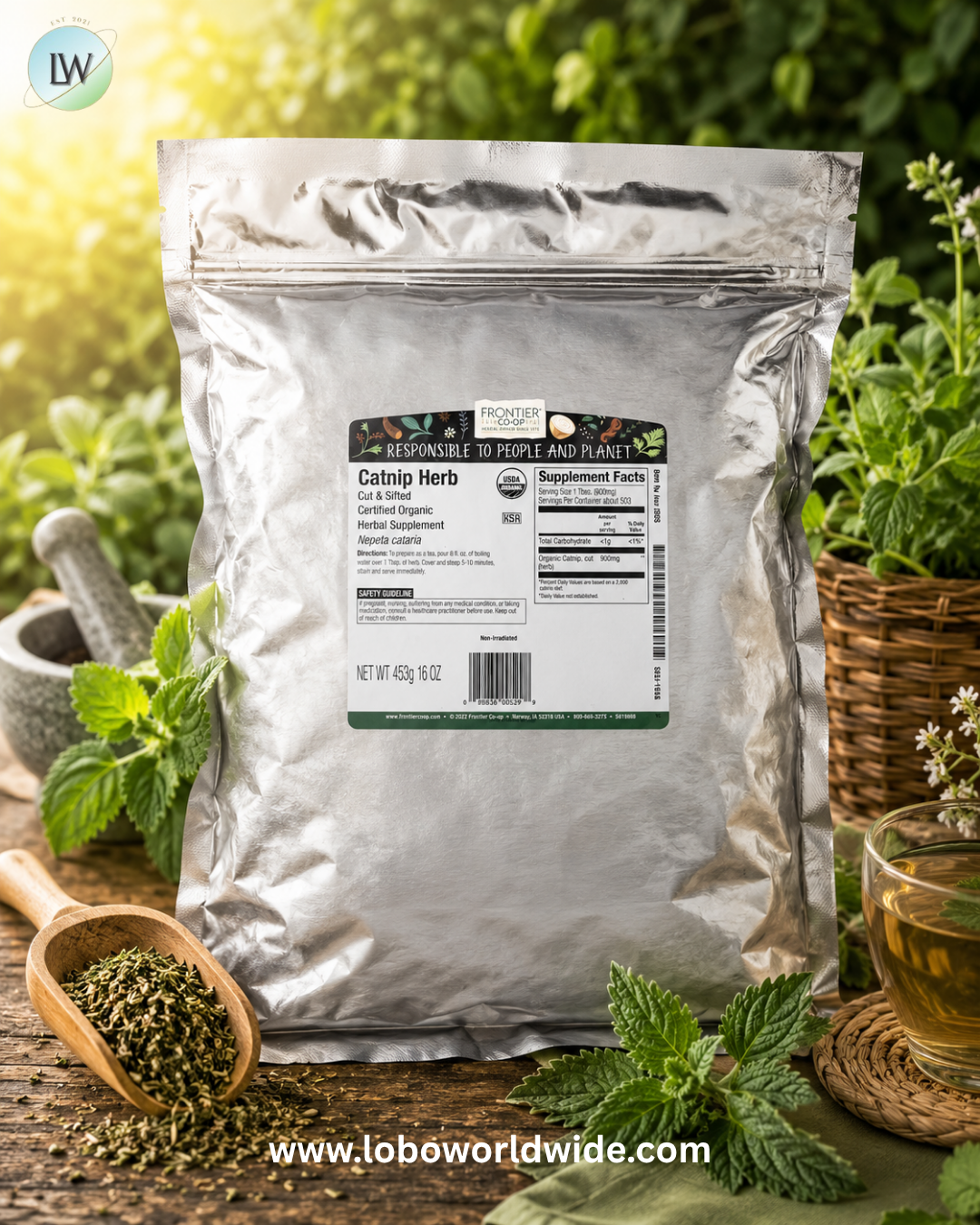 Frontier Co-op, Organic Catnip Herb, Cut & Shifted, 16 oz (453 g)