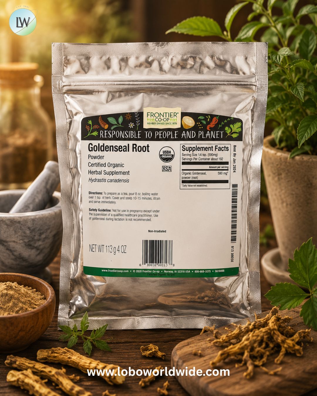 Frontier Co-op, Organic Goldenseal Root Powder, 4 oz (113 g)