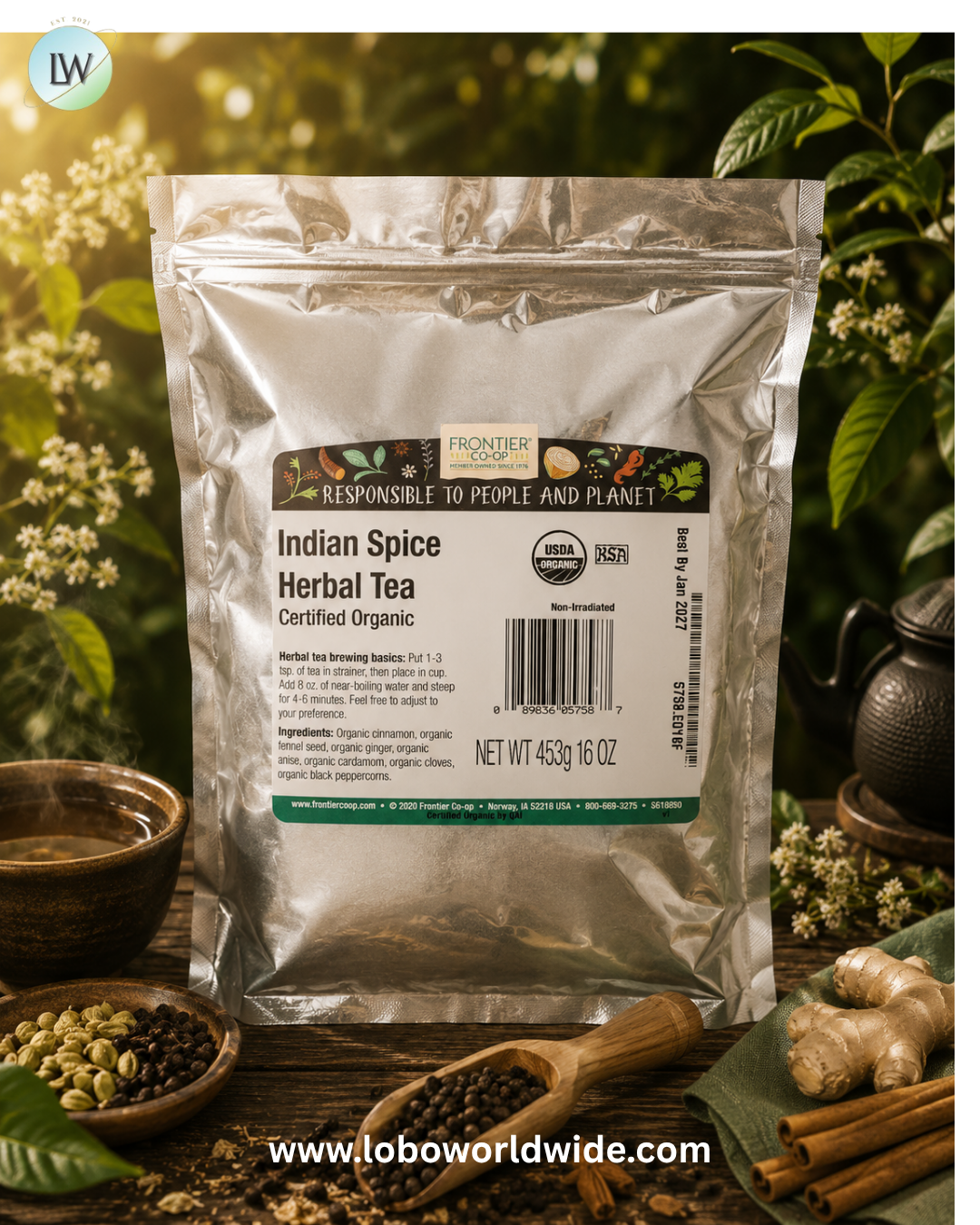 Frontier Co-op, Organic Indian Spice Herbal Tea, 16 oz (453 g)