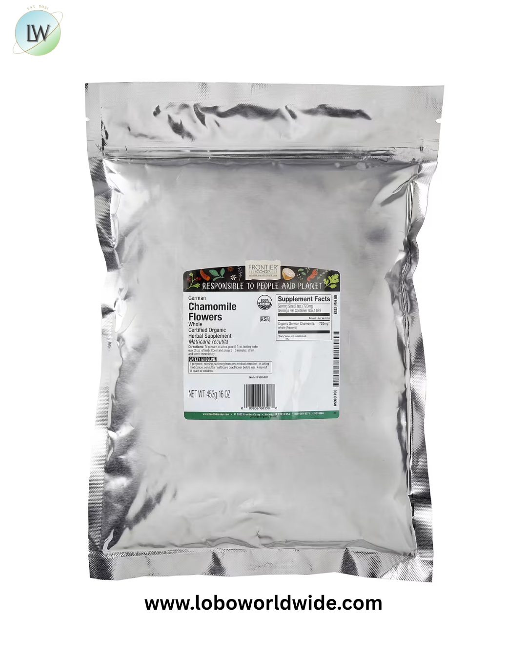 Frontier Co-op, Organic Whole German Chamomile Flowers, 16 oz (453 g)