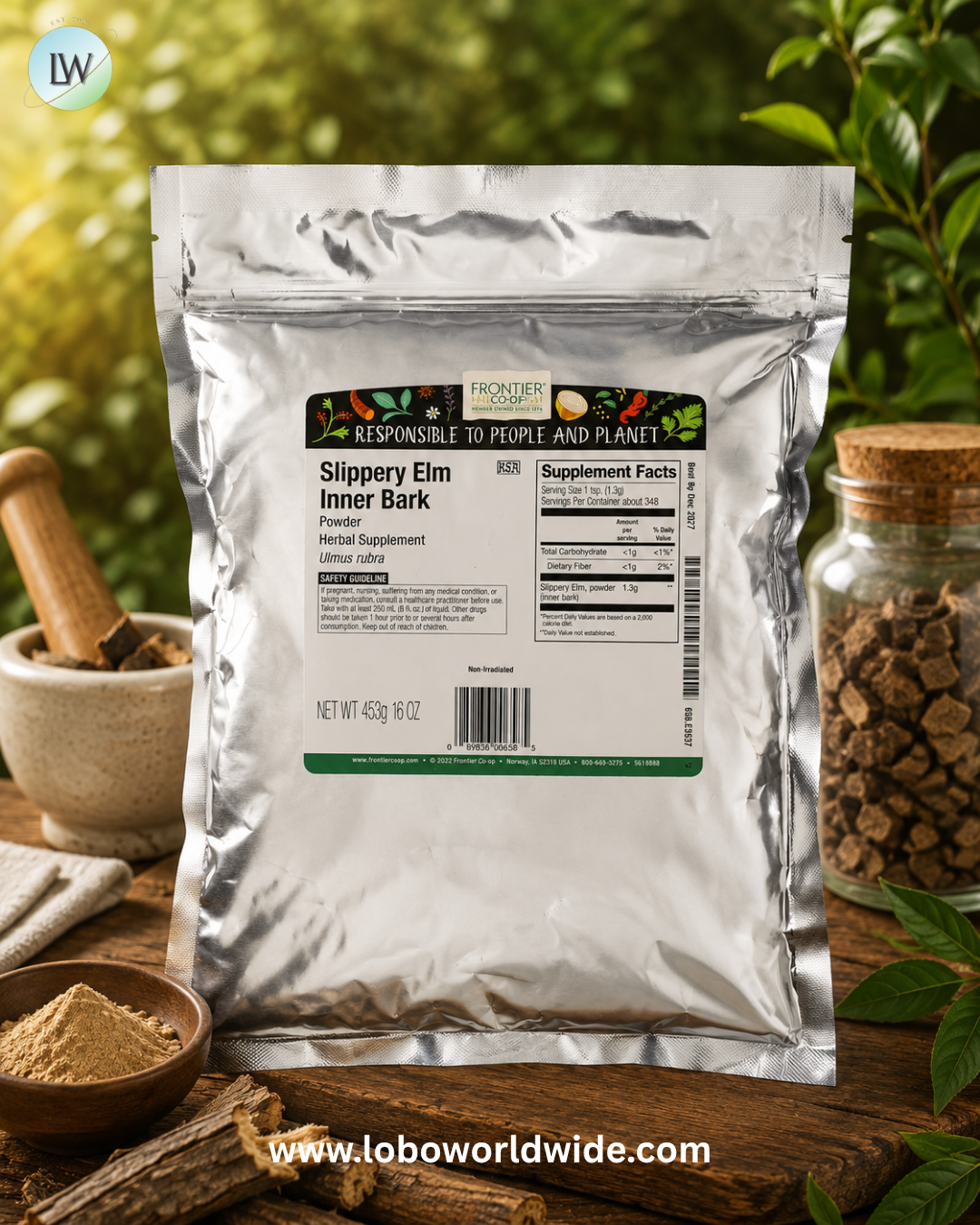 Frontier Co-op, Slippery Elm Inner Bark Powder, 16 oz (453 g)