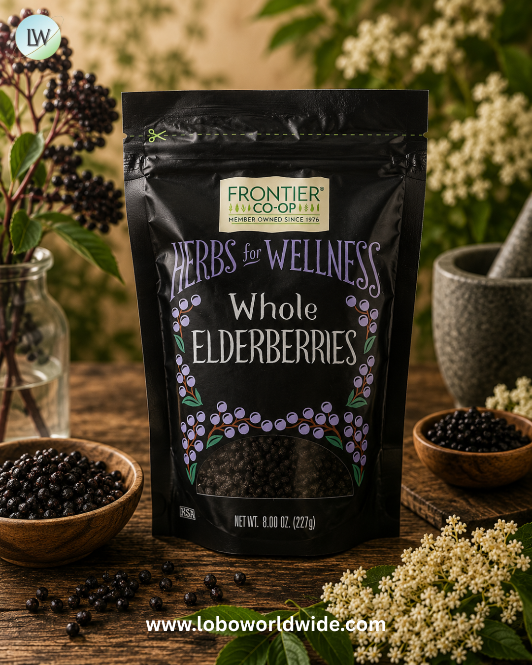 Frontier Co-op, Whole Elderberries, 8 oz (227 g)