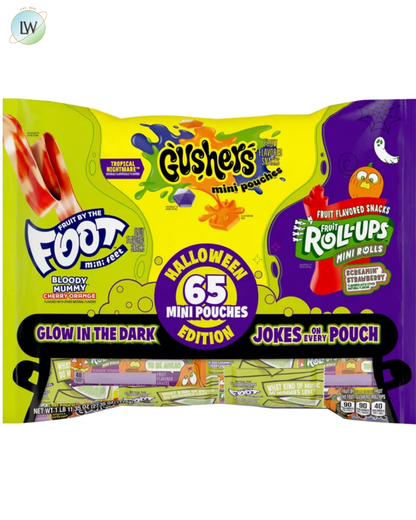Fruit by the Foot, Gushers, Fruit Roll-Ups Halloween Variety Pack, 27.35 oz. (65 Pcs.)