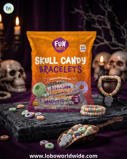 Funtasty Halloween Skull Candy Bracelets Individually Wrapped, 21.1 oz. (40 Pcs.)