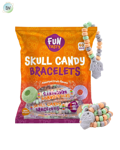 Funtasty Halloween Skull Candy Bracelets Individually Wrapped, 21.1 oz. (40 Pcs.)