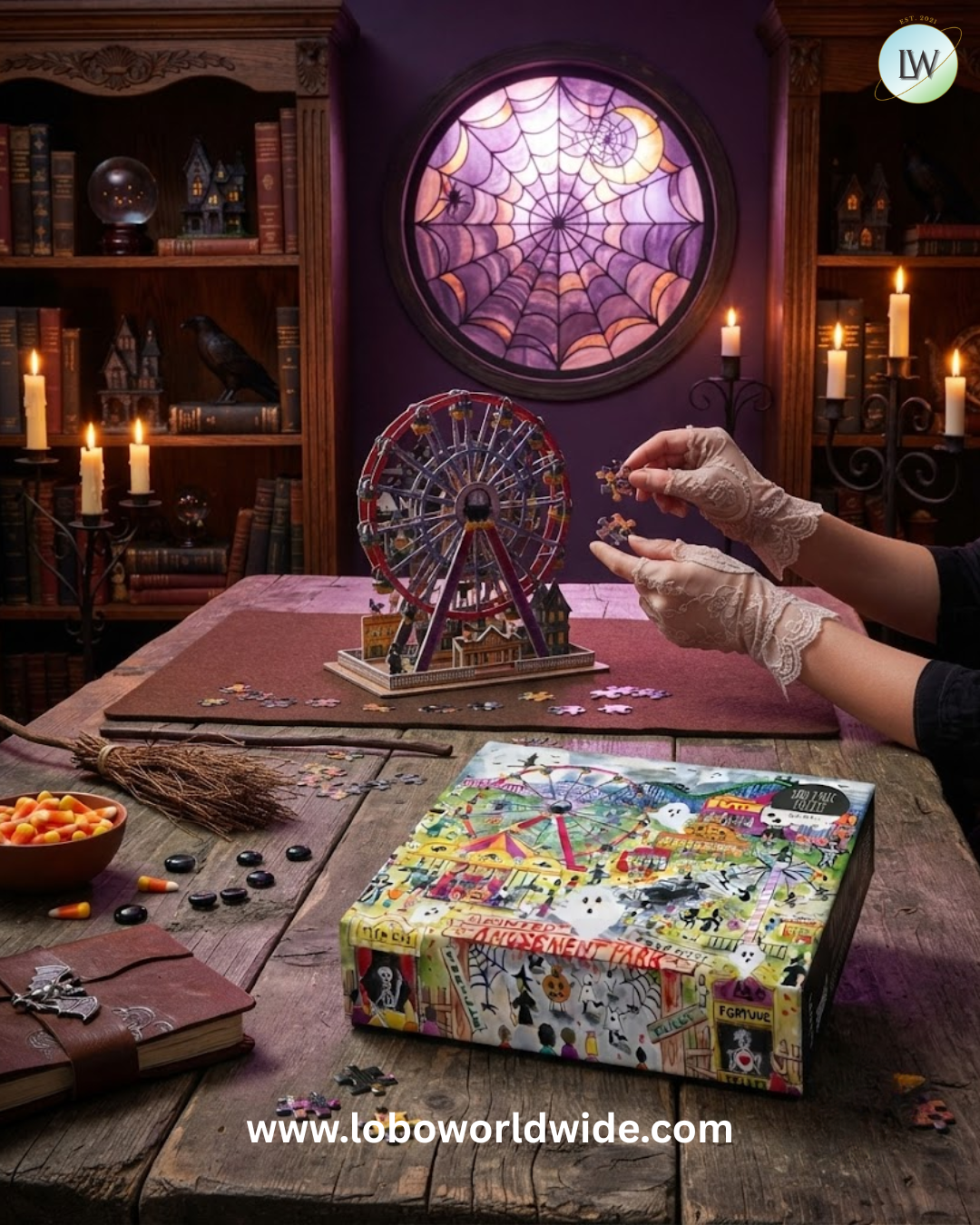 Galison Haunted Amusement Park – 500-Piece Jigsaw Puzzle for Adults