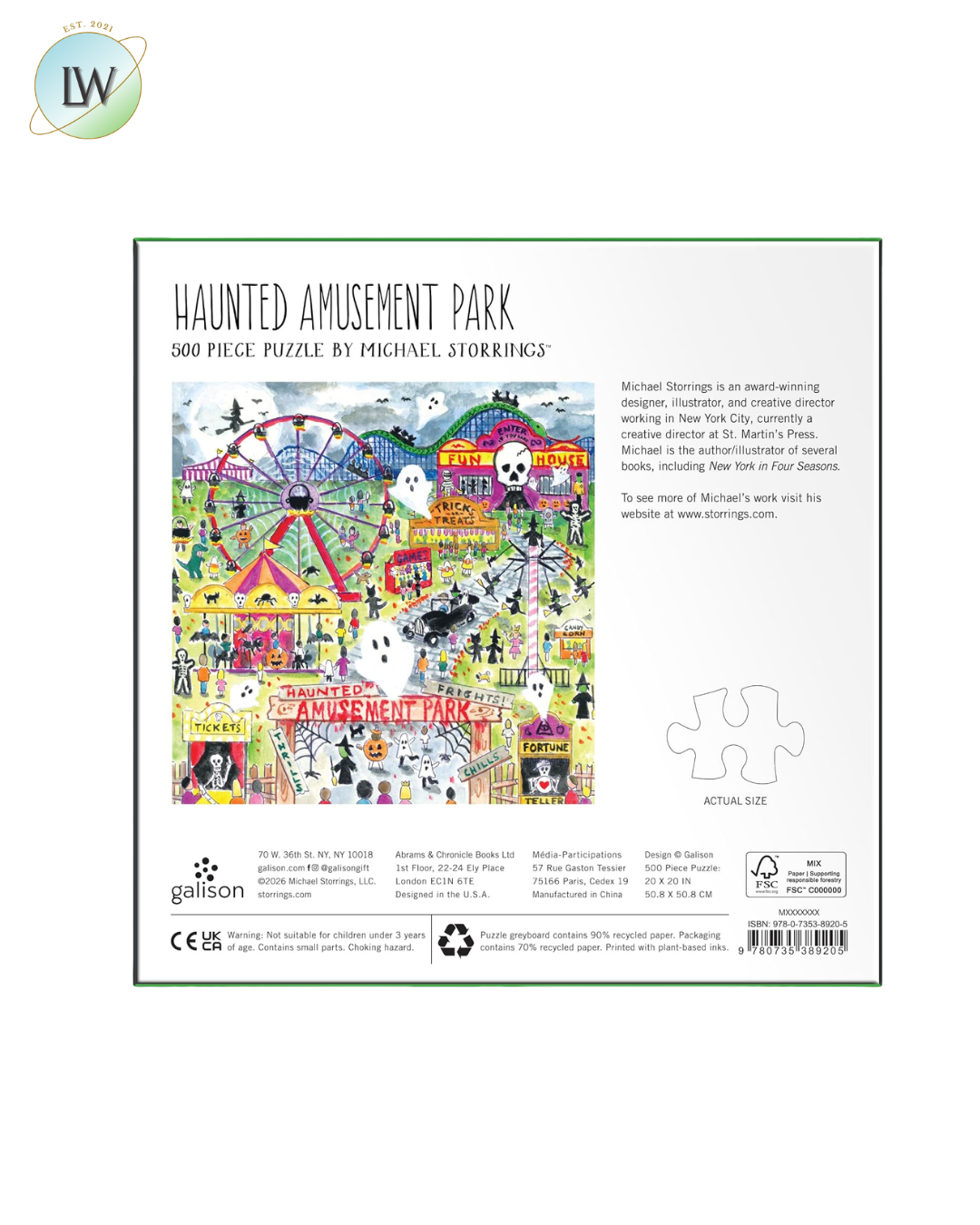 Galison Haunted Amusement Park – 500-Piece Jigsaw Puzzle for Adults