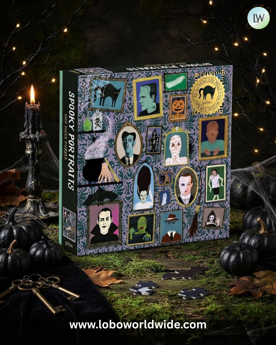 Galison - Spooky Portraits 500 Pc Puzzle with Foil for Adults