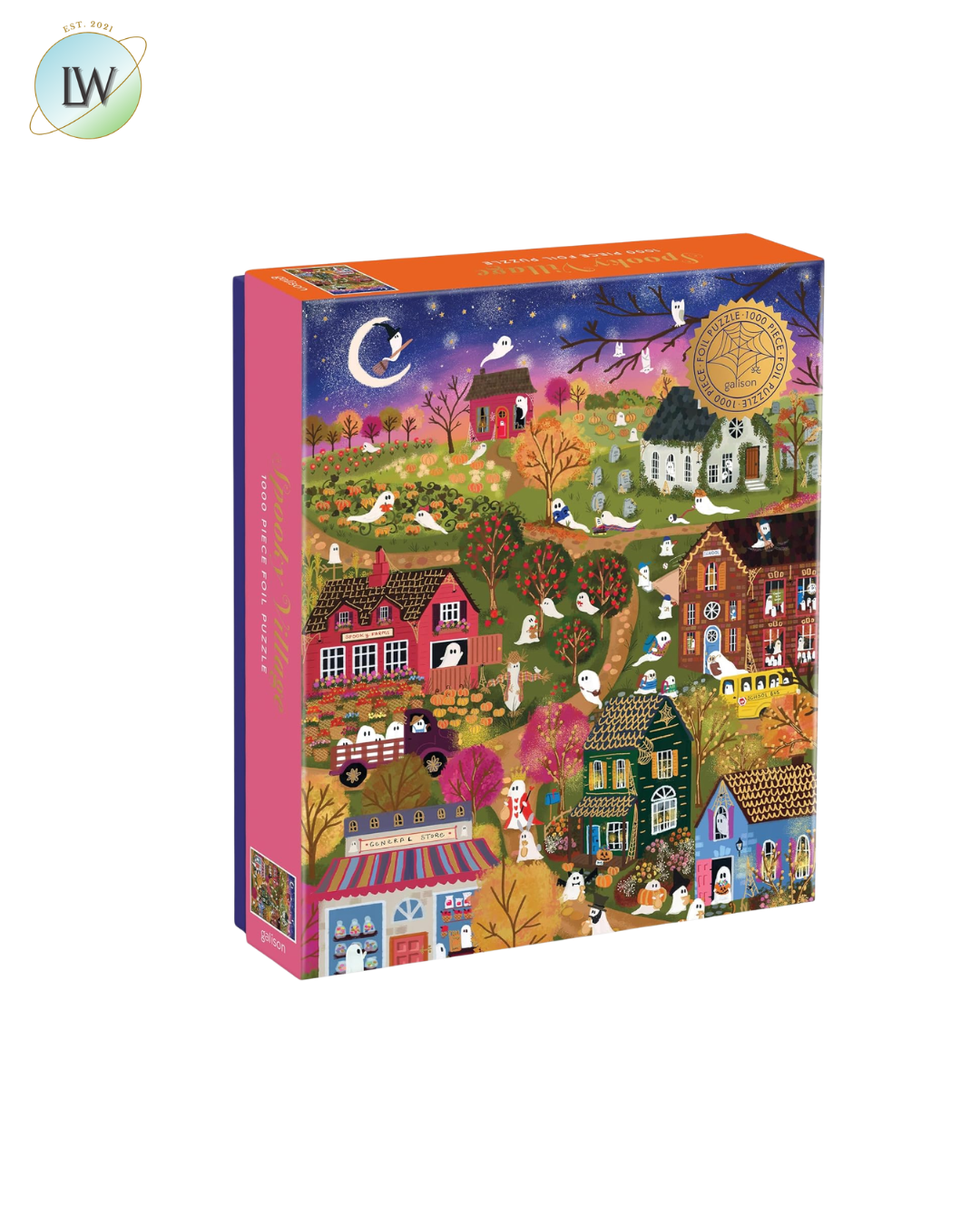 Galison - Spooky Village 1000 Piece Jigsaw Puzzle with Foil for Adults