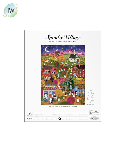Galison - Spooky Village 1000 Piece Jigsaw Puzzle with Foil for Adults