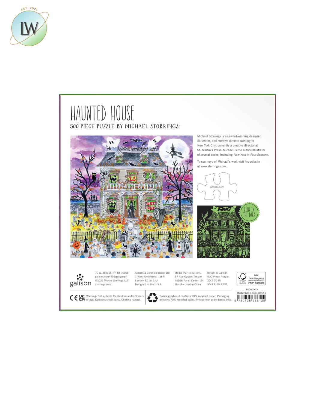Galison Haunted House – 500-Piece Glow-in-the-Dark Jigsaw Puzzle