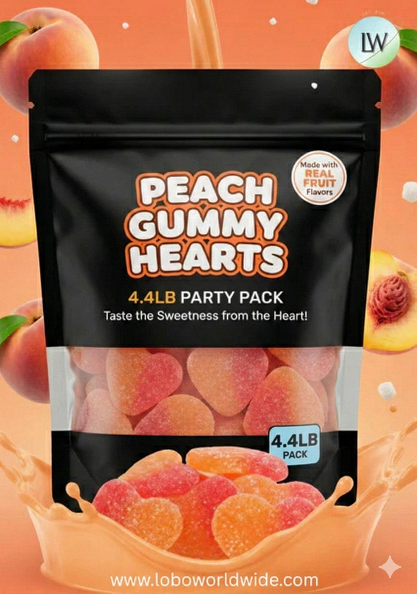 Peach Gummy Hearts(Various Sizes)