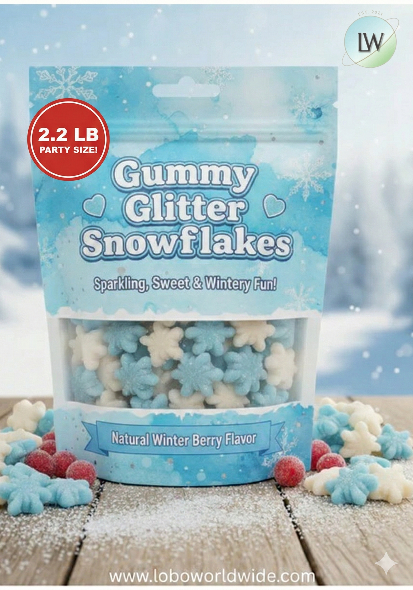 Gummy Glitter Snowflakes (Various Sizes)