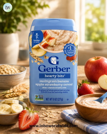 Gerber, Hearty Bits®, MultiGrain Cereal, 12+ Months, Banana, Apple, Strawberry, 8 oz (227 g)