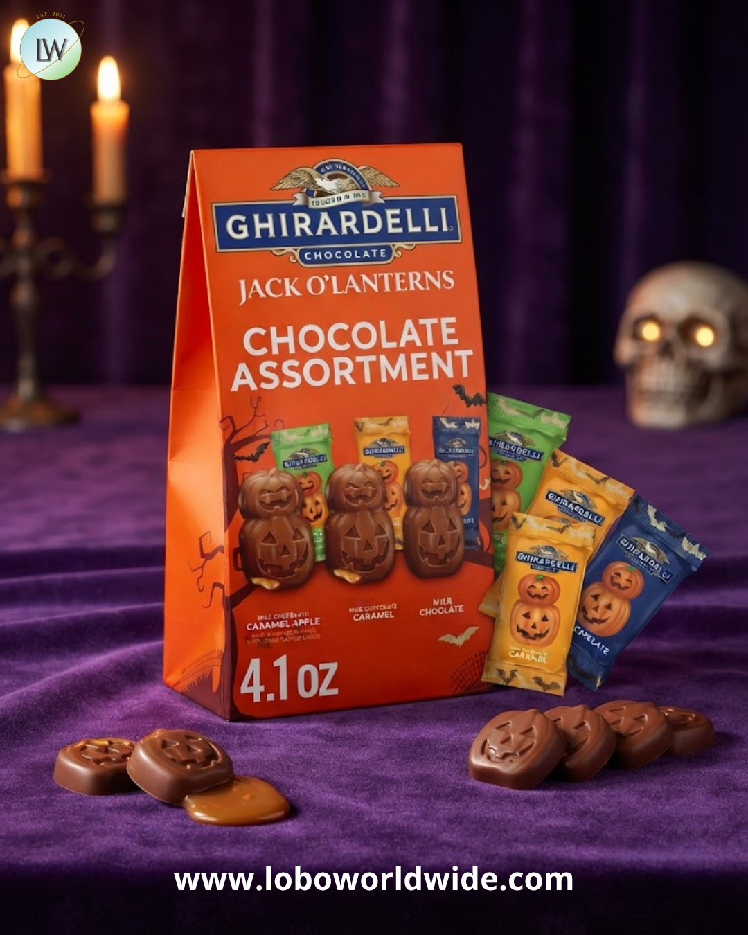 Ghirardelli Milk Chocolate Jack O' Lanterns Chocolate, 4.1 oz. (Various Flavours)