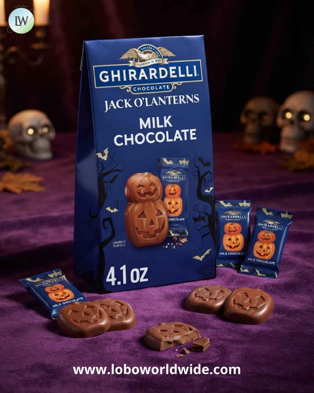 Ghirardelli Milk Chocolate Jack O' Lanterns Chocolate, 4.1 oz. (Various Flavours)