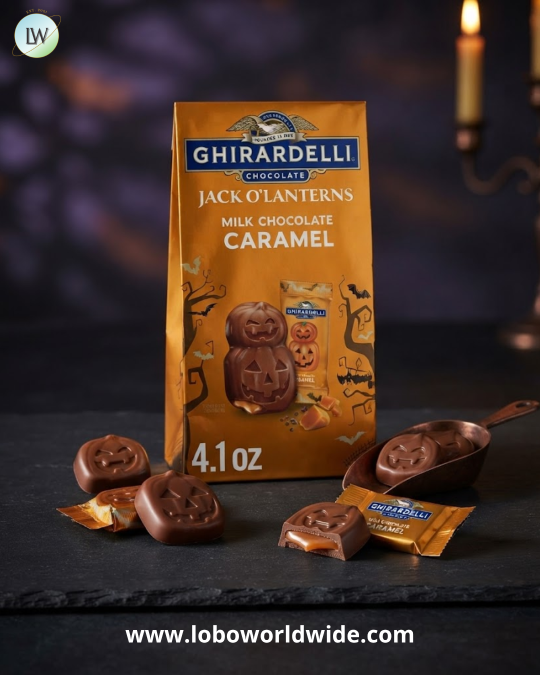 Ghirardelli Milk Chocolate Jack O' Lanterns Chocolate, 4.1 oz. (Various Flavours)